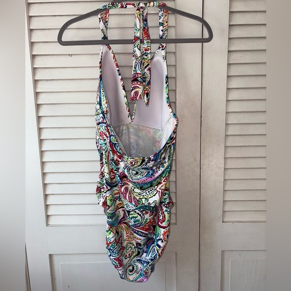 NEW Lauren Ralph Lauren Cabana Paisley Halter Swimsuit One Piece size 14 Beachy - Picture 5 of 10